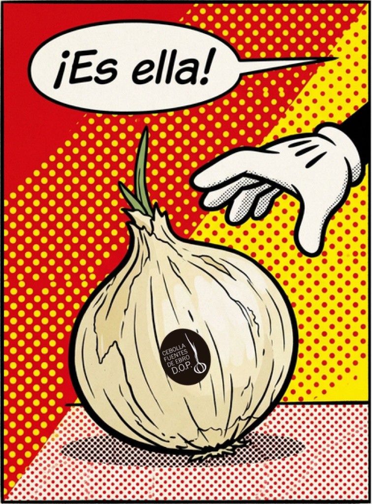 En Georgia hay una cebolla con su propia ley. En España tenemos una mejor — y casi nadie lo sabe 1 Ilustración pop-art de una cebolla dulce con el sello DOP Cebolla Fuentes de Ebro y el texto ¡Es ella!