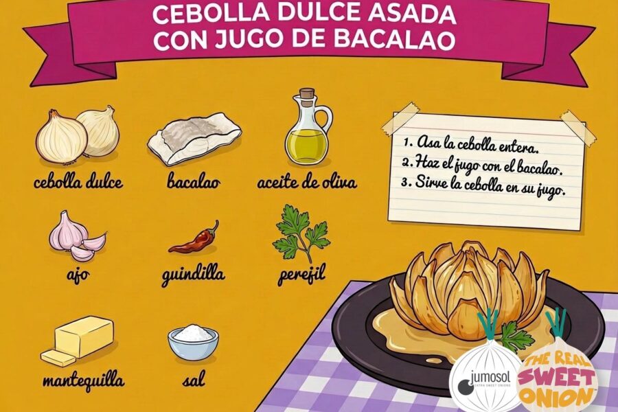 receta cebolla asada jugo bacalao jumosol trso