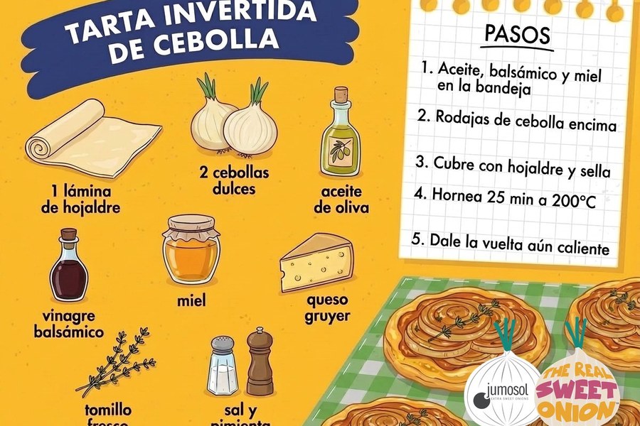 receta tarta invertida cebolla hojaldre jumosol trso